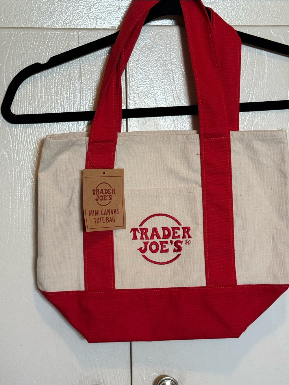 Trader Joe's Red & Cream Canvas Tote